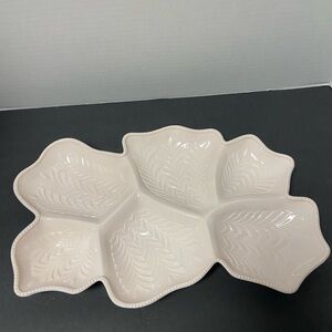 Vintage Jeannette Shell Pink Milk Glass Large Divided Serving Tray